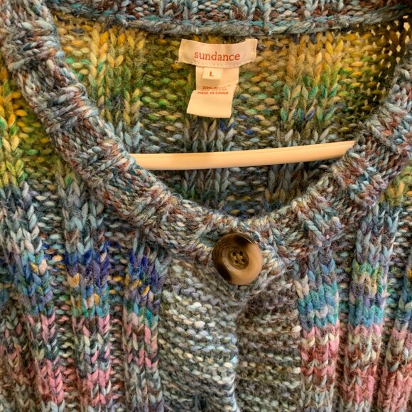 SUNDANCE PINEBROOK CARDIGAN SPACE DYED KNIT WOOL BLEND  SIZE LARGE - Picture 3 of 5